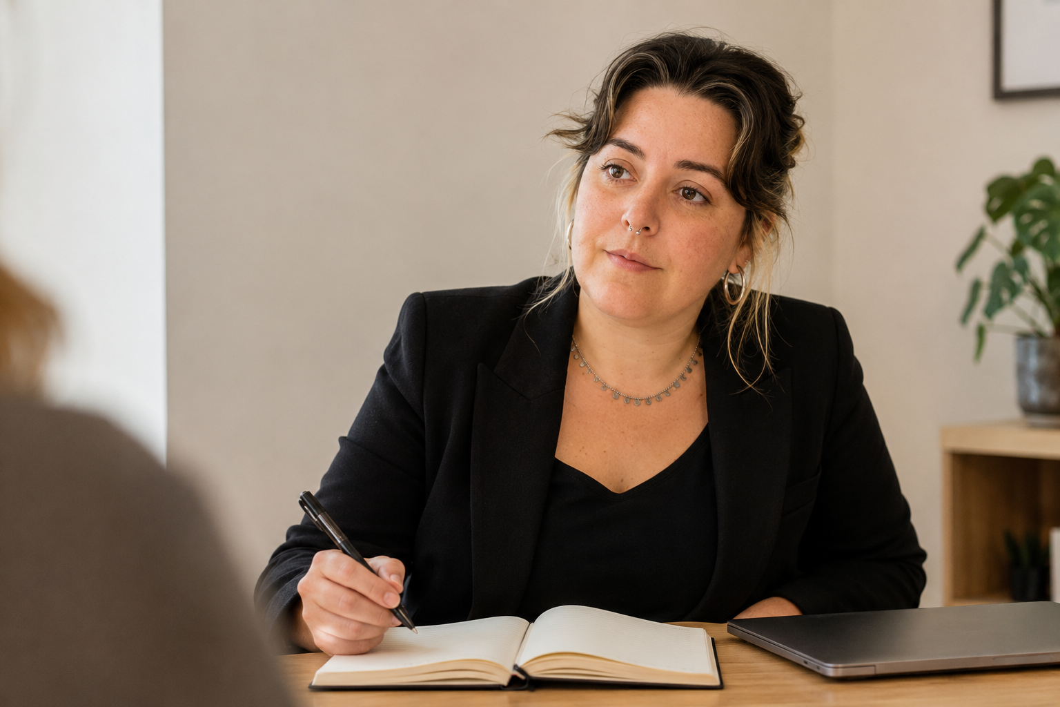 Andreia Cirne a trabalhar à secretária